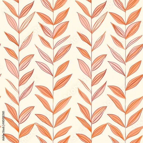 Small scale climbing plant floral seamless repeating pattern in orange