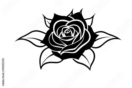 black rose silhouette/rose flower logo icon silhouette,
