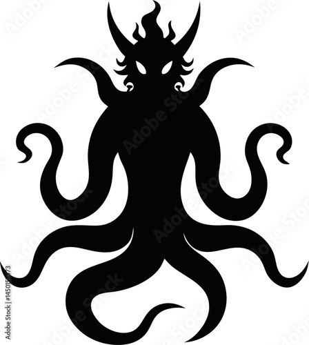 Kraken (Mythical) icon Silhouette vector on transparent background