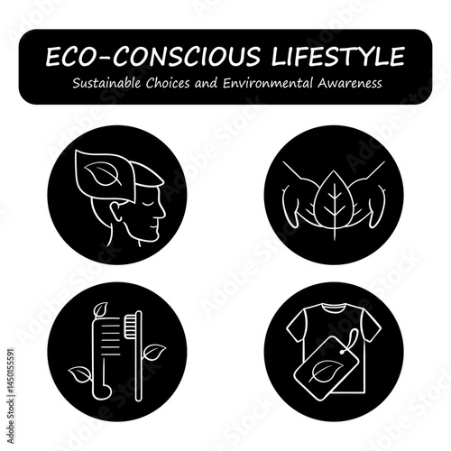 Eco-Conscious Lifestyle: Icons for Sustainable Choices and Environmental Awareness.