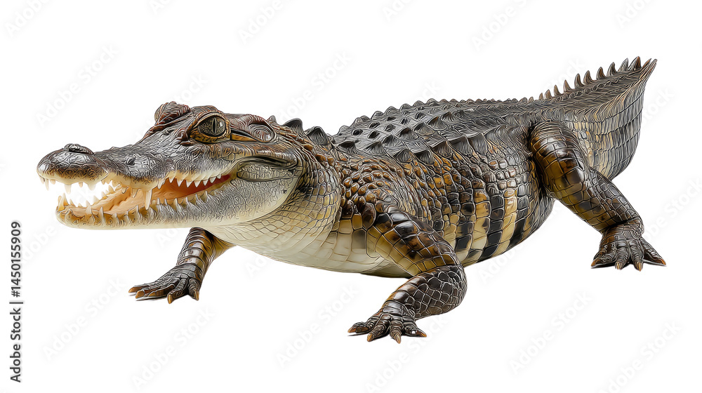 Majestic Alligator Profile: A detailed look at the raw power and primal elegance of an alligator, showcasing its textured hide, robust physique, and the intense glint in its eye. Majestic Alligator Profile: A detailed look at the raw power and primal elegance of an alligator, showcasing its textured hide, robust physique, and the intense glint in its eye.
