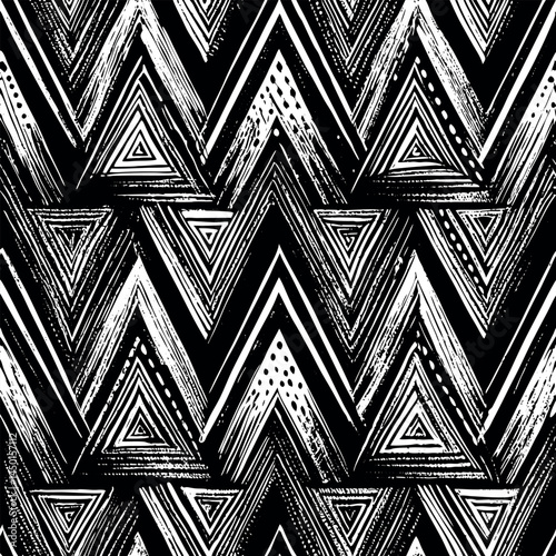 Abstract black and white triangle pattern with sharp lines and textures in a modern design suitable for various backgrounds Generative AI