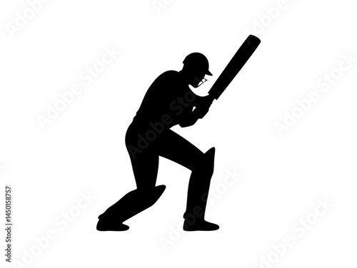 Cricket Player Facing Ball Silhouette