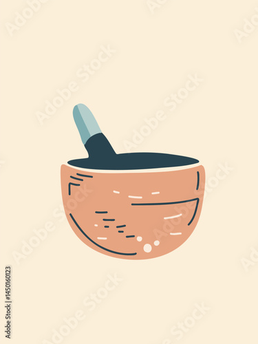 bowl with spoon vector in cartoon style