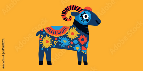 colorful ram vector in cartoon style