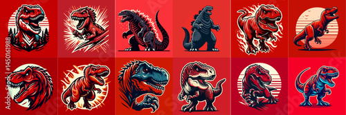 collection of T-rex logo design