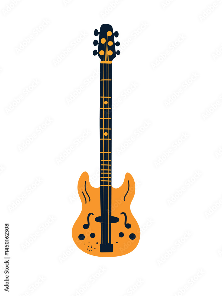 Naklejka premium guitar vector in cartoon style