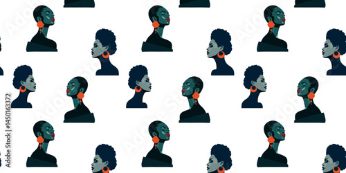 abstract female faces pattern