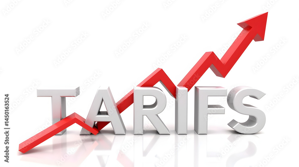 A dynamic visualization of increasing tariffs, showcasing a bold upward trend with red arrows against a neutral background. A dynamic visualization of increasing tariffs, showcasing a bold upward trend with red arrows against a neutral background.
