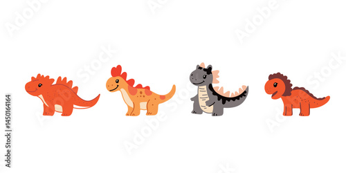 Set of happy dragons in vector style