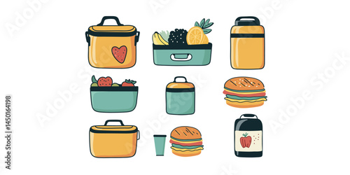 lunchbox set vector