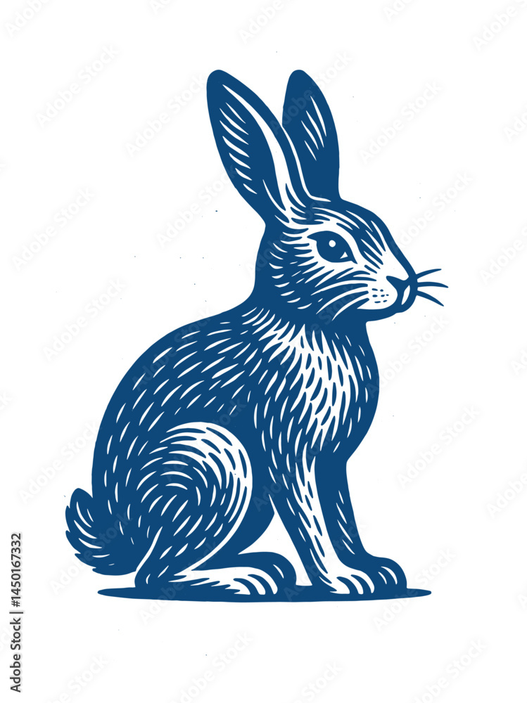 Obraz premium Sitting hare vintage engraving style illustration