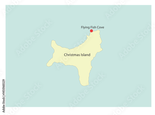 Outline of the map of the country of Christmas Island with the designation of the capital Flying Fish Cove