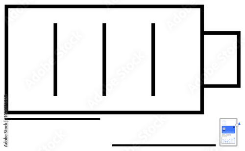 Battery with three charge bars representing full energy. Ideal for power, technology, energy, sustainability, efficiency, green energy, or progress in flat simple metaphor