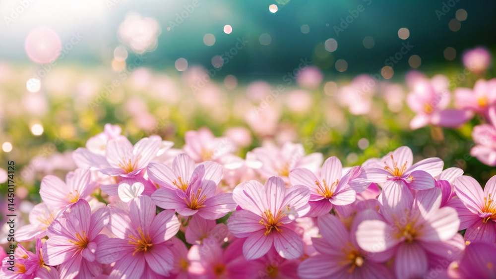 ピンクの花畑の風景 ピンクの花畑の風景