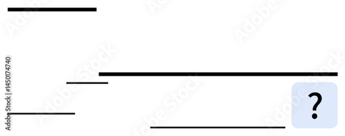 Black horizontal and vertical lines with a bold question mark placed on the right creating structured and abstract composition. Ideal for design, mystery, innovation, uncertainty, logic, minimalism