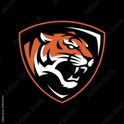 Ferocious Stylized Tiger Head Esport and Sports Team Logo on Shield