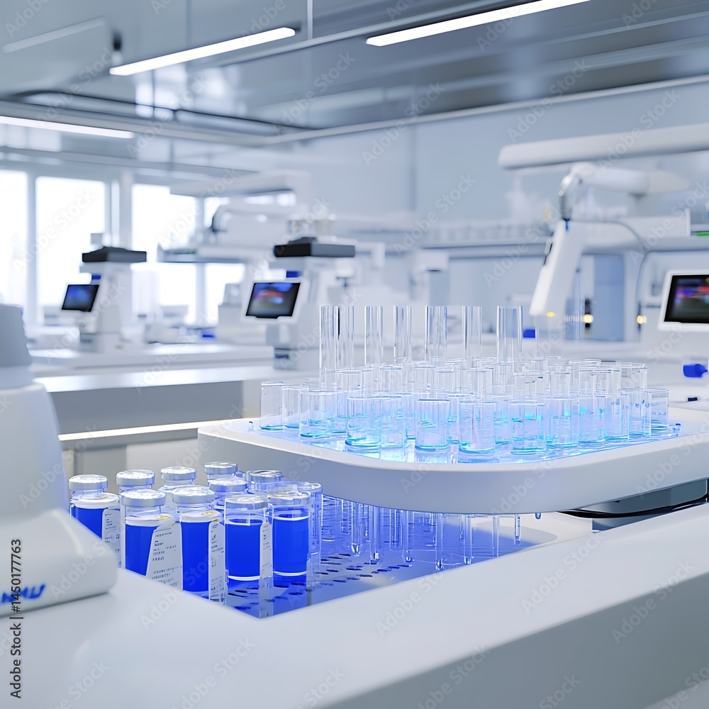 **Conceptual Rendering Of A Pharmaceutical Laboratory Setting, Featuring Research Equipment Such As Spectrometers, Chromatography Systems, And Vials For The Development Of New Drugs. --V 6.1 --S 50 -- **Conceptual Rendering Of A Pharmaceutical Laboratory Setting, Featuring Research Equipment Such As Spectrometers, Chromatography Systems, And Vials For The Development Of New Drugs. --V 6.1 --S 50 --
