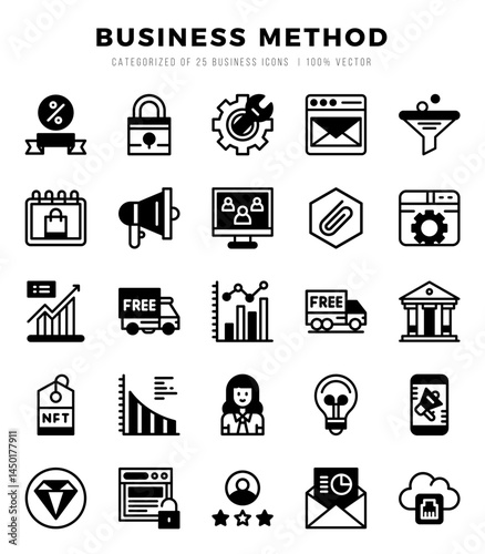 Business Method. Lineal Filled icons Pack. vector illustration.