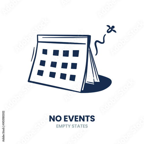 Calendar, no events, empty calendar, no schedule, no appointments, no tasks, no meetings, schedule free. Vector Illustration