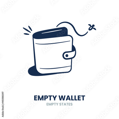 Empty wallet, wallet, money, empty purse, lost money, poor finance, wallet void, money gone. Vector Illustration