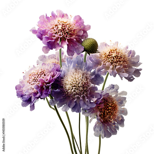 Fresh Colorful Scabiosa Blooms in Natural Harvest Style