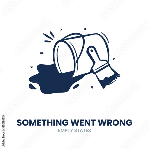 Paint spill, something went wrong, error, failure, problem, glitch, bug, issue, crash. Vector Illustration