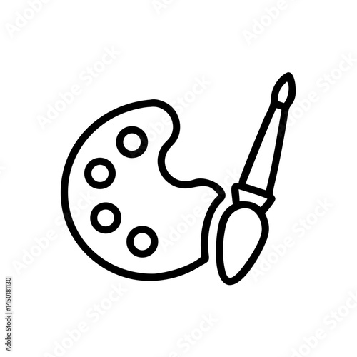 Paintbrush and Palette Icon Design on White Background  