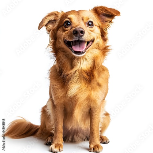 Smiling Mixed-Breed Dog Wagging Tail – Isolated Pet Image