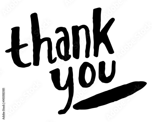 Thank you vector typography. handwritten typography. thank you in black colored on white background. Perfect for card, sign, banner, social media post.