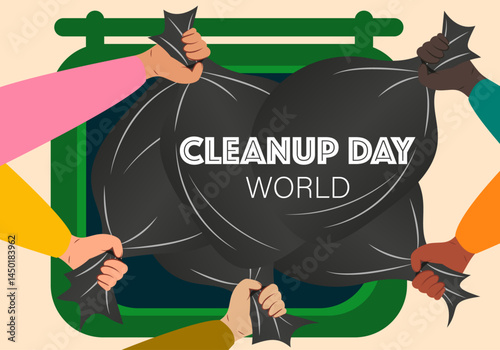 World Cleanup Day illustration. Environmental event. Cleanup day, World Earth Day. Vector illustration.