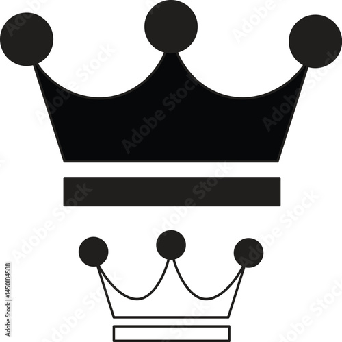 Crown icon hand drawn black and white vector  illustration. Modern graphic style. Isolated line art. Perfect for logos, tattoos, and royal design themes