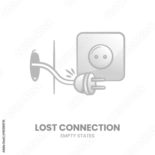 Lost connection, no signal, offline, disconnect, timeout, unreachable, lag, failure. Vector Illustration
