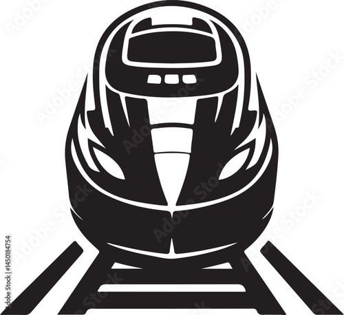 Bullet train front-facing silhouette icon vector Illustration