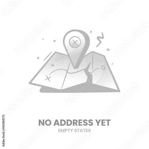 Map, location not found, no address, address missing, location unknown, not found, no location, invalid address, empty address, unknown place. Vector Illustration