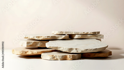  Rustic podium Minimal Display with Natural Stone.