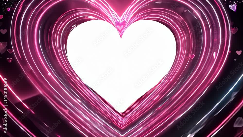 Large White Heart on Pink and Black Heart Pattern Background for a Romantic Design