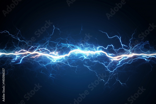 Blue background and the power of electric lightning photo
