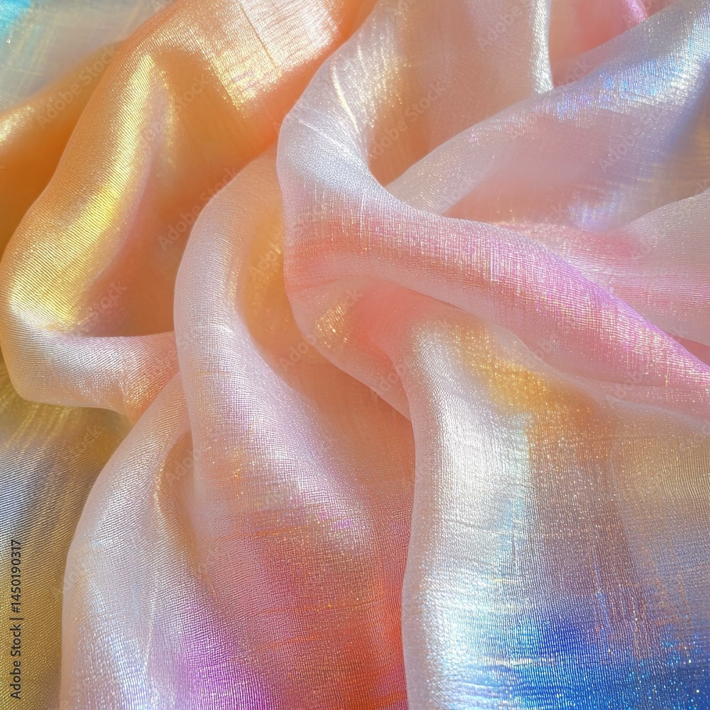 Fototapeta premium Soft Pastel Rainbow Fabric with Shimmering Texture