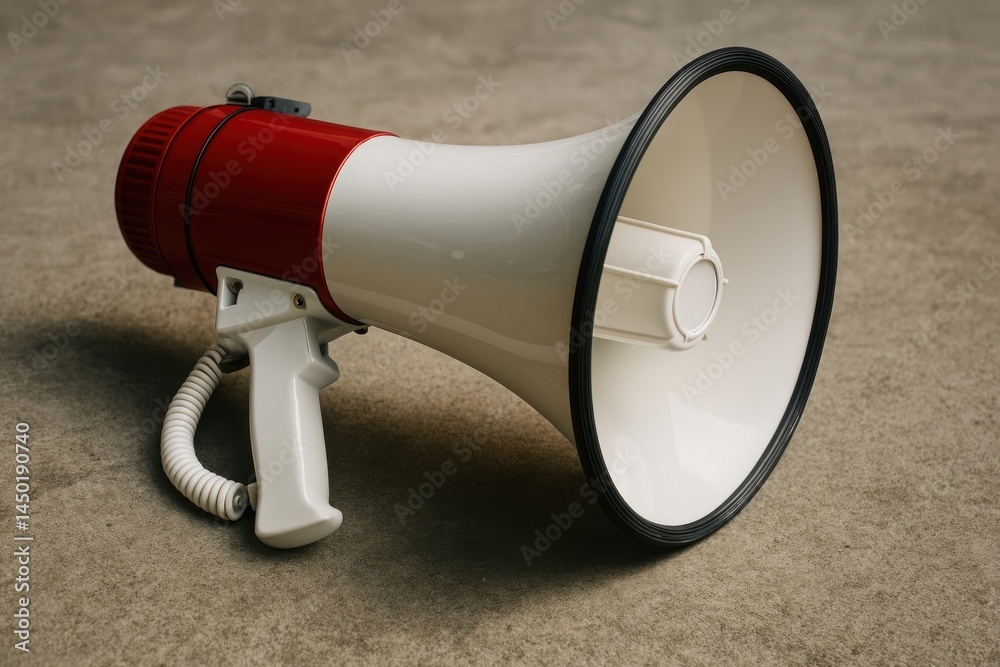 Naklejka premium Red megaphone on ground.