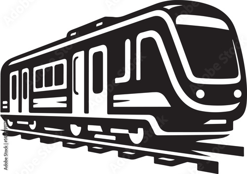 Metro train side view black icon, Silhouette vector high resolution Eps