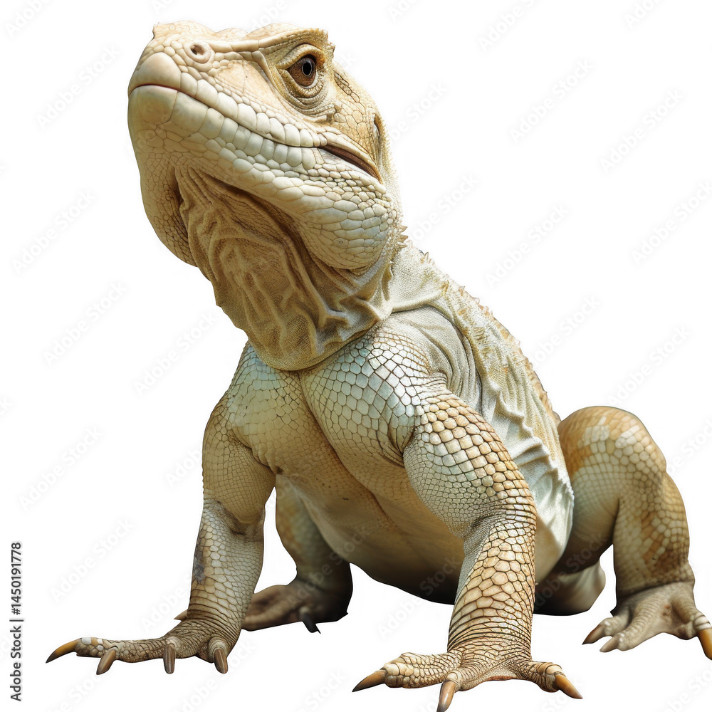 Obraz premium A light colored iguana on black ground