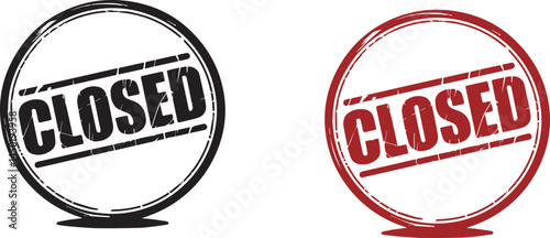 Closed  red stamp text vector, rubber stamp on white background
