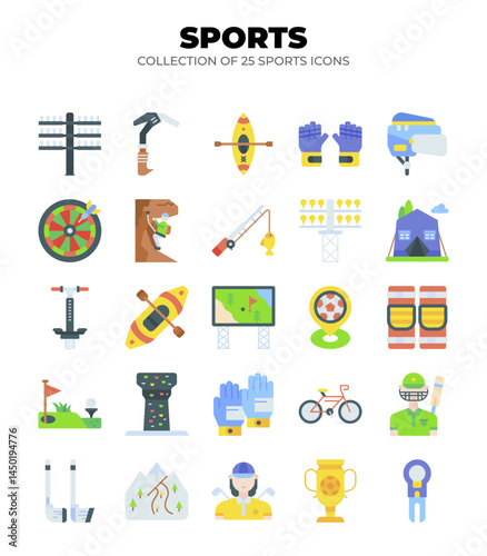 Collection of 25 Sport Icons. Summer. Winter and Ball Games