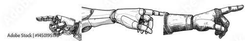 The concept of a cyborg is epitomized by a robotic limb, specifically a hand with a pointing finger, symbolizing the future of artificial body parts