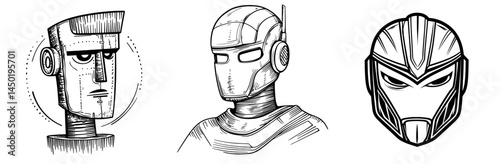 The representation of stock, machine learning, and futuristic technology is embodied in a modern, minimalist flat design icon of a cute robot face with an antenna