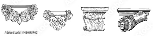 This beautiful corner decoration boasts curved lines, ornate details, and foliage-inspired patterns, lending an air of refinement and aesthetic allure to any creative endeavor