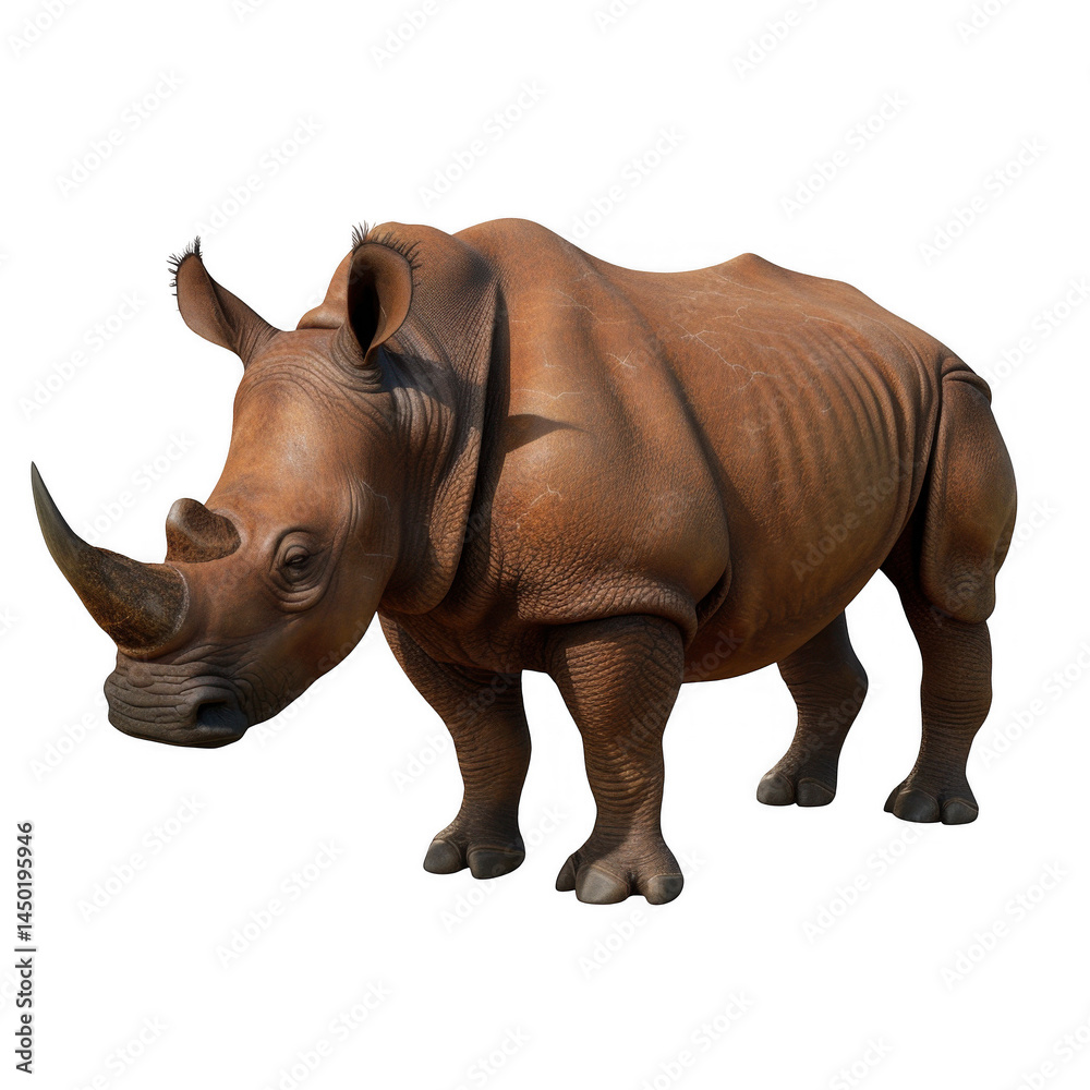 Fototapeta premium A rhinoceros standing on black background