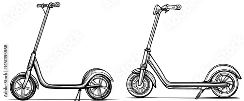 A modern scooter's black silhouette emphasizes its contribution to urban mobility and its sleek visual appeal