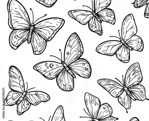 A decorative design can be perfectly complemented by a black and white silhouette of a butterfly with intricate wing patterns